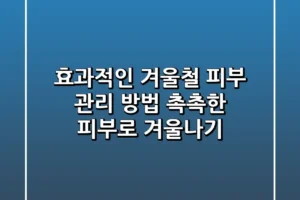 효과적인 겨울철 피부 관리 방법 촉촉한 피부로 겨울나기