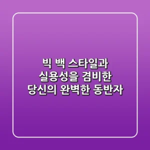빅 백 스타일과 실용성을 겸비한 당신의 완벽한 동반자