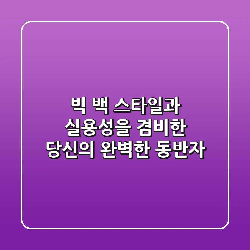 빅 백 스타일과 실용성을 겸비한 당신의 완벽한 동반자