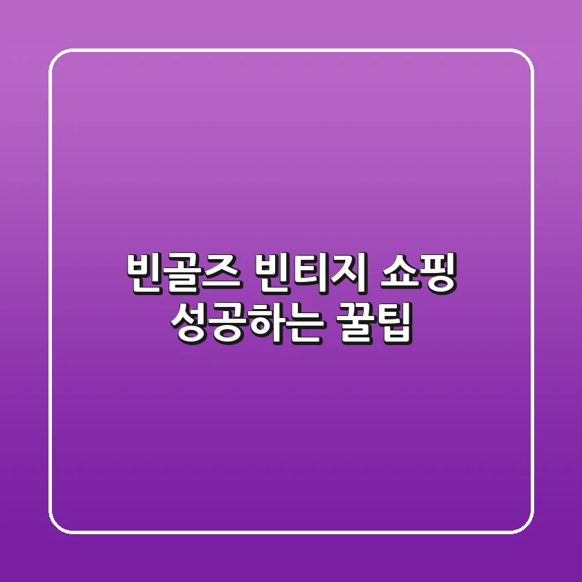 빈골즈 빈티지 쇼핑 성공하는 꿀팁
