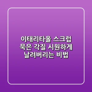이태리타올 스크럽: 묵은 각질, 시원하게 날려버리는 비법 ✨