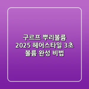 구르프 뿌리볼륨: 2025 헤어스타일, 3초 볼륨 완성 비법