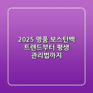 2025 명품 보스턴백: 트렌드부터 평생 관리법까지