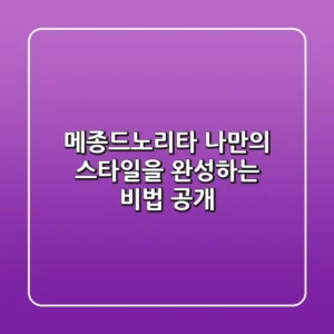 메종드노리타, 나만의 스타일을 완성하는 비법 공개!