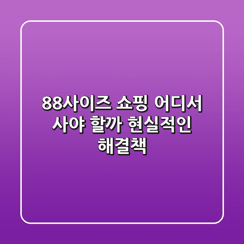 88사이즈 쇼핑, "어디서 사야 할까?" 현실적인 해결책