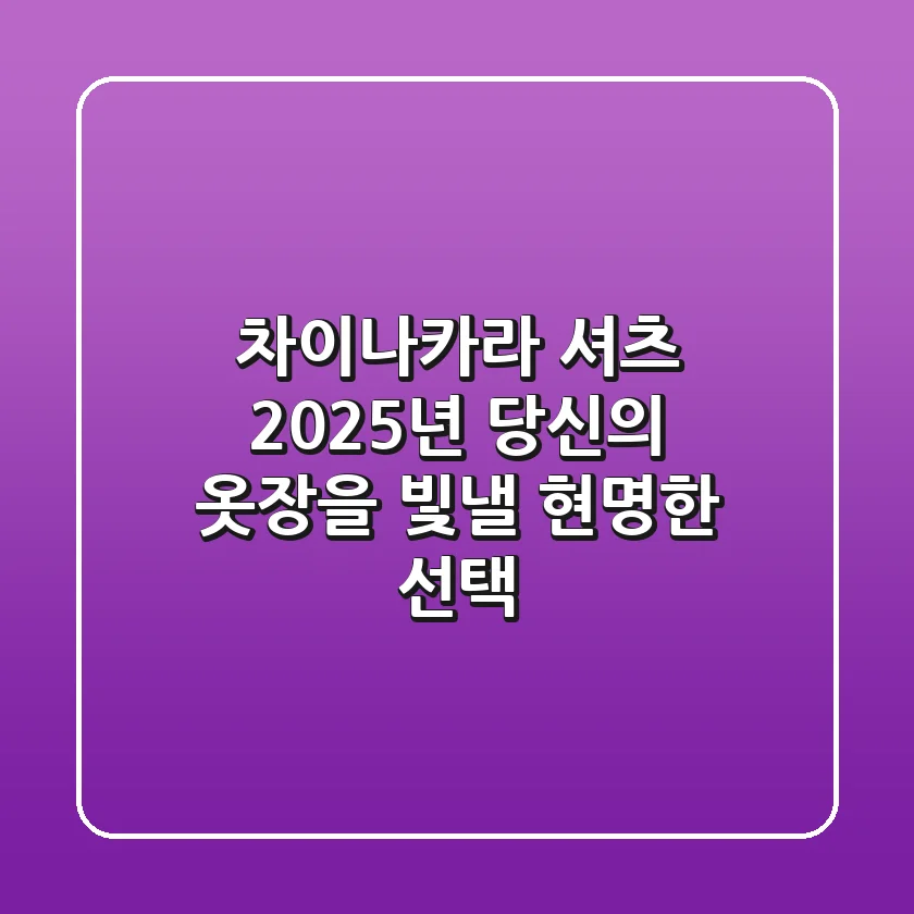 차이나카라 셔츠, 2025년 당신의 옷장을 빛낼 현명한 선택
