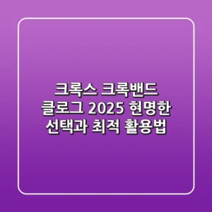 크록스 크록밴드 클로그 2025: 현명한 선택과 최적 활용법
