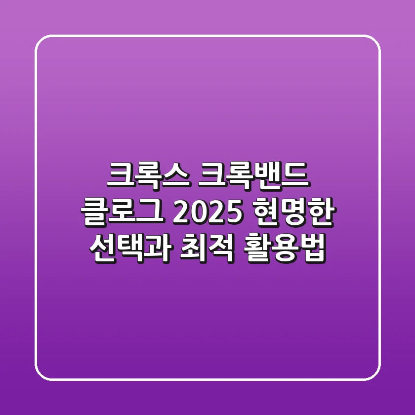 크록스 크록밴드 클로그 2025: 현명한 선택과 최적 활용법