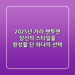 2025년 카라 맨투맨, 당신의 스타일을 완성할 단 하나의 선택