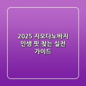 2025 지오다노바지: 인생 핏 찾는 실전 가이드