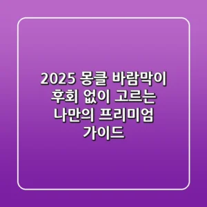 2025 몽클 바람막이, 후회 없이 고르는 나만의 프리미엄 가이드