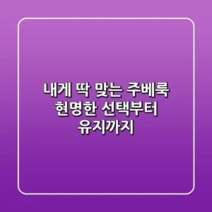 내게 딱 맞는 주베룩, 현명한 선택부터 유지까지!