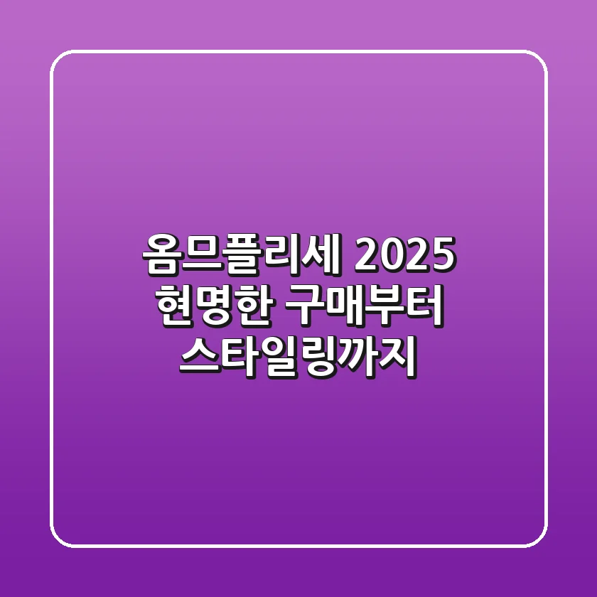 옴므플리세, 2025 현명한 구매부터 스타일링까지
