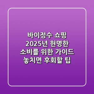 바이정수 쇼핑, 2025년 현명한 소비를 위한 가이드: 놓치면 후회할 팁