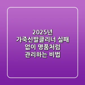 2025년 가죽신발클리너, 실패 없이 명품처럼 관리하는 비법