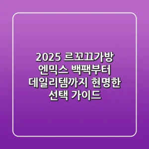 2025 르꼬끄가방: 엔믹스 백팩부터 데일리템까지, 현명한 선택 가이드