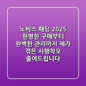 노비스 패딩 2025: 현명한 구매부터 완벽한 관리까지, 제가 겪은 시행착오 줄여드립니다