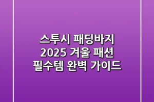 스투시 패딩바지: 2025 겨울 패션 필수템 완벽 가이드
