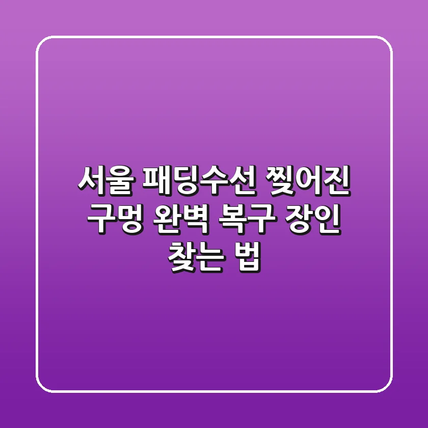 서울 패딩수선, 찢어진 구멍 완벽 복구 장인 찾는 법