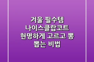 겨울 필수템 나이스클랍코트, 현명하게 고르고 뽕 뽑는 비법