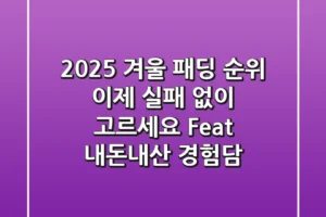 2025 겨울 패딩 순위, 이제 실패 없이 고르세요! (Feat. 내돈내산 경험담)