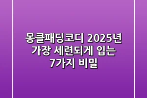 몽클패딩코디, 2025년 가장 세련되게 입는 7가지 비밀
