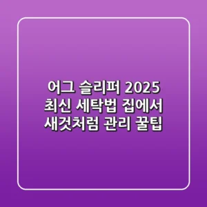 어그 슬리퍼 2025 최신 세탁법: 집에서 새것처럼! (+관리 꿀팁)