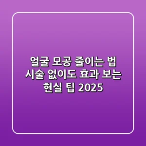 얼굴 모공 줄이는 법, 시술 없이도 효과 보는 현실 팁 (2025)