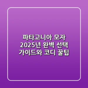 파타고니아 모자: 2025년 완벽 선택 가이드와 코디 꿀팁