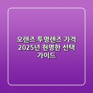 오렌즈 투명렌즈 가격, 2025년 현명한 선택 가이드