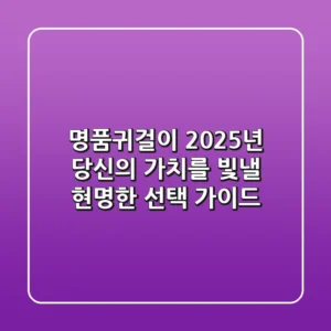 명품귀걸이: 2025년 당신의 가치를 빛낼 현명한 선택 가이드