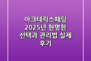 아크테릭스패딩, 2025년 현명한 선택과 관리법 (실제 후기)