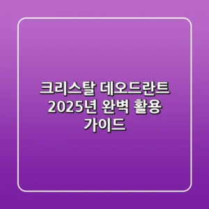 크리스탈 데오드란트, 2025년 완벽 활용 가이드