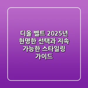 디올 벨트, 2025년 현명한 선택과 지속 가능한 스타일링 가이드
