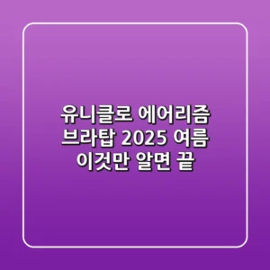 유니클로 에어리즘 브라탑, 2025 여름 '이것'만 알면 끝!