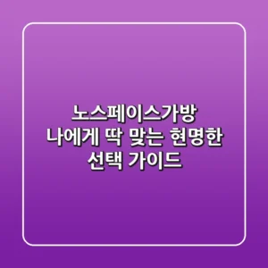 노스페이스가방: 나에게 딱 맞는 현명한 선택 가이드