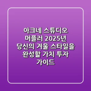 아크네 스튜디오 머플러, 2025년 당신의 겨울 스타일을 완성할 가치 투자 가이드