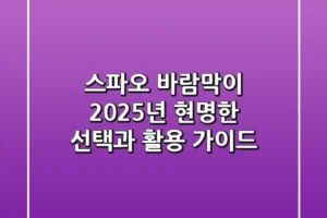 스파오 바람막이, 2025년 현명한 선택과 활용 가이드