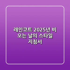 레인코트, 2025년 비 오는 날의 스타일 지침서
