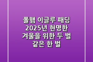 폴햄 이글루 패딩: 2025년 현명한 겨울을 위한 ‘두 벌’ 같은 한 벌!