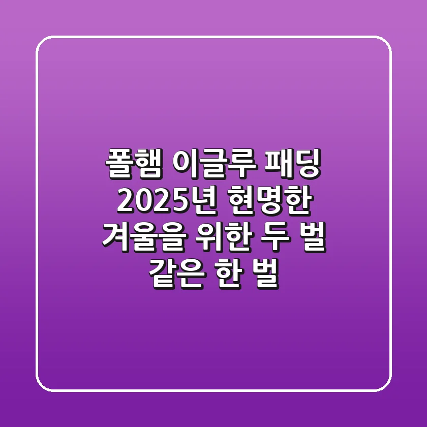폴햄 이글루 패딩: 2025년 현명한 겨울을 위한 '두 벌' 같은 한 벌!