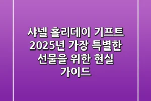 샤넬 홀리데이 기프트: 2025년 가장 특별한 선물을 위한 현실 가이드