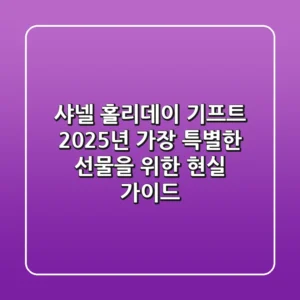 샤넬 홀리데이 기프트: 2025년 가장 특별한 선물을 위한 현실 가이드